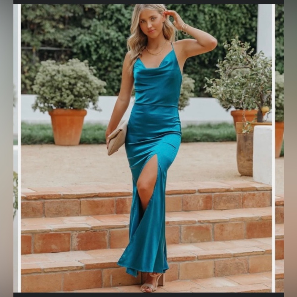 NWT VICI Satin Cowl Neck Maxi Dress